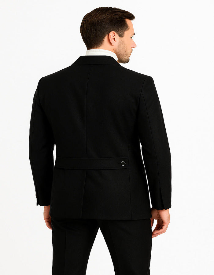 Black Textured Safari Walking Suit by Rossiman