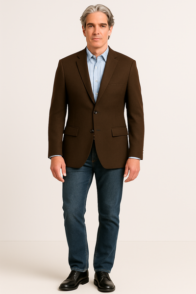 Men's Brown 2 Button Fashion Dress Casual Blazer