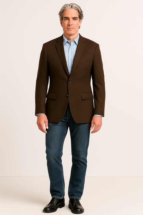 Men's Brown 2 Button Fashion Dress Casual Blazer