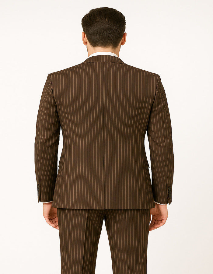 Brown Pinstripe 3-Piece Classic Suit