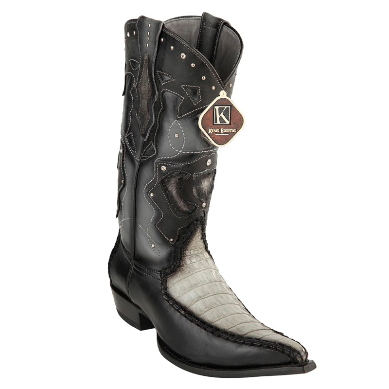 King Exotic Caiman Belly 3x Toe Boots Grey