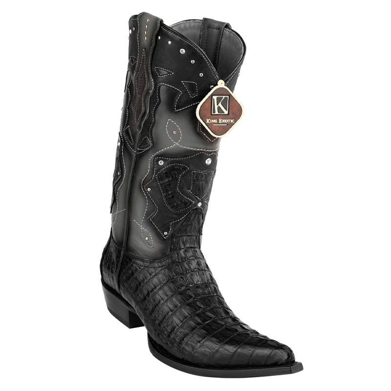 Men's Black Caiman Tail 3x Toe Boots by King Exotic