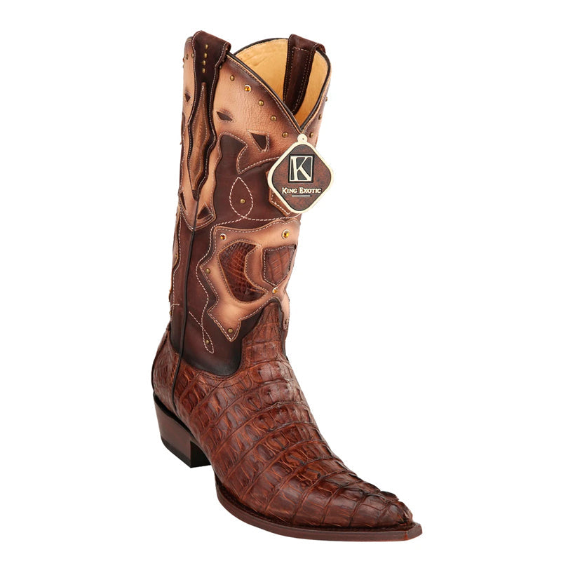 King Exotic Caiman Tail 3x Toe Brown Boots