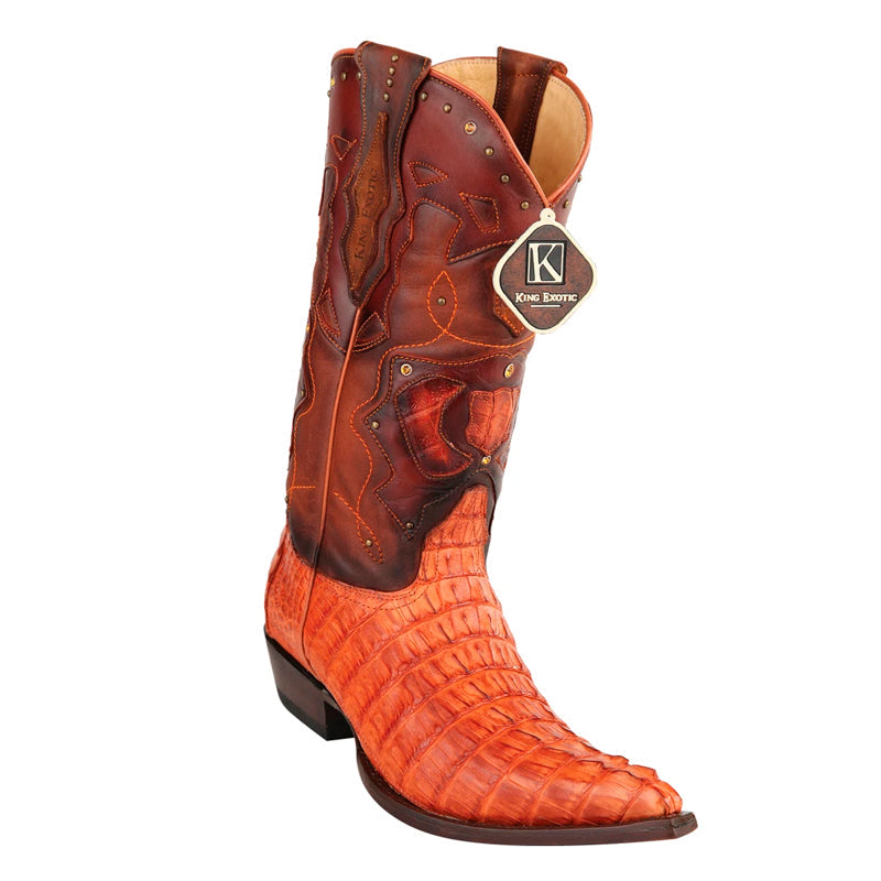 Men's King Exotic Caiman Tail 3x Toe Boots Cognac