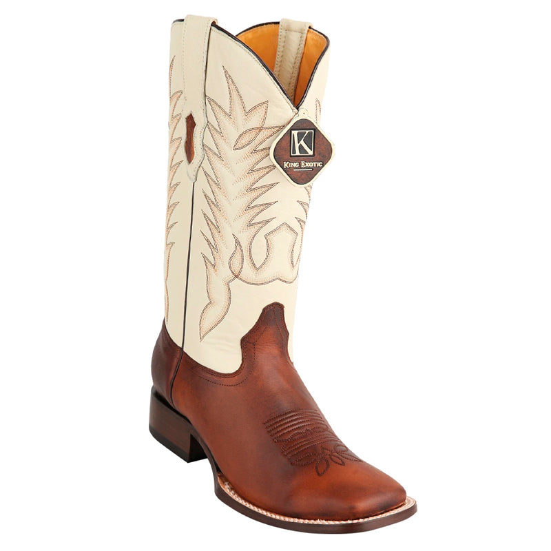 Handcrafted Walnut Leather Square Toe Boots