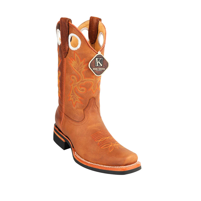 Men's King Exotic Honey Leather Square Toe Boots