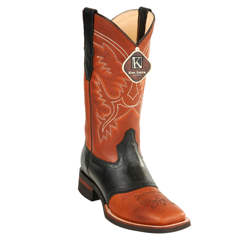 King Exotic Saddle Vamp Leather Cowboy Boots