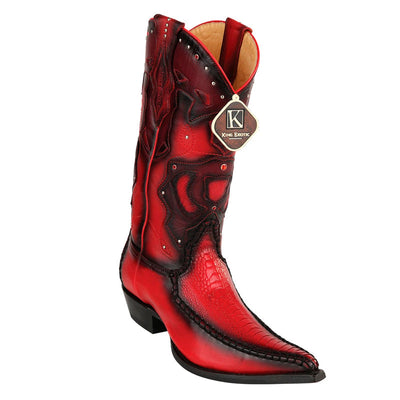 King Exotic Genuine Ostrich Leg Red Boots 3x Toe