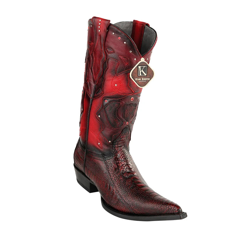 King Exotic Black Cherry Ostrich Leg Boots