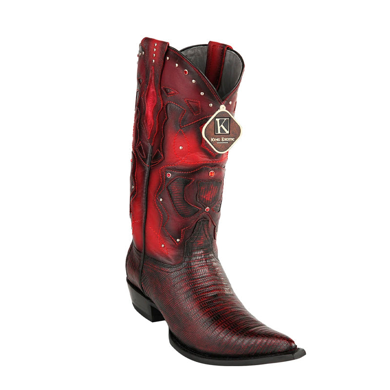 Men's Teju Lizard 3x Toe Boots Black Cherry