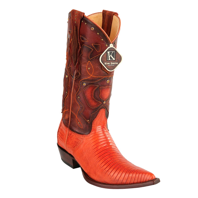 King Exotic Teju Lizard Cognac 3x Toe Boots
