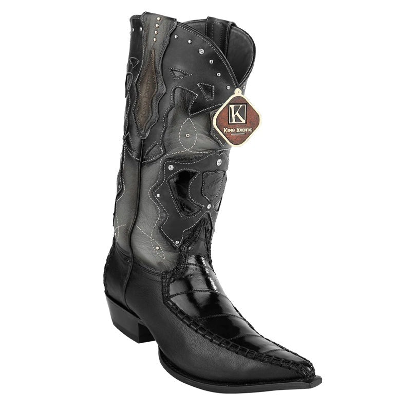 Men's King Exotic Eel Boots 3x Toe Handcrafted Black (495v20805) Men's King Exotic Eel Boots 3x Toe Handcrafted Black (495v20805)