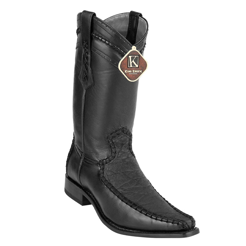 King Exotic Genuine Elephant European Toe Boots Black