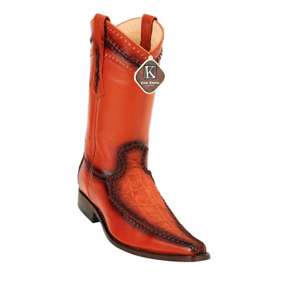 King Exotic Elephant European Toe Cognac Boots