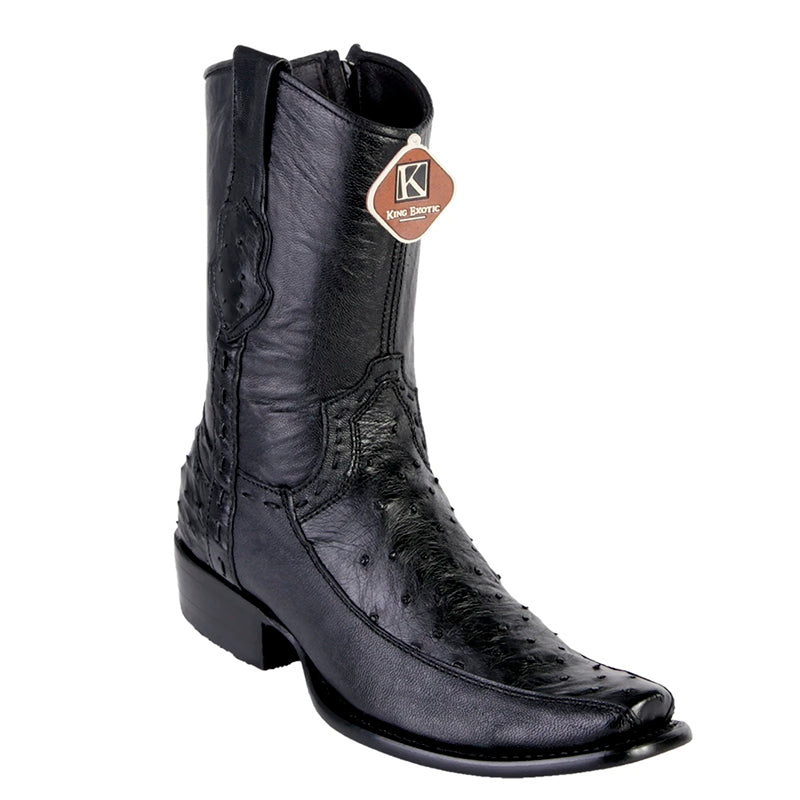 King Exotic Ostrich Dubai Toe Boots Black