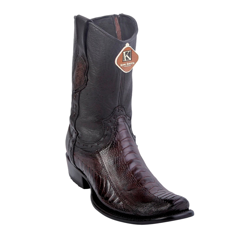 King Exotic Men's Ostrich Leg Dubai Toe Boots Faded Brown