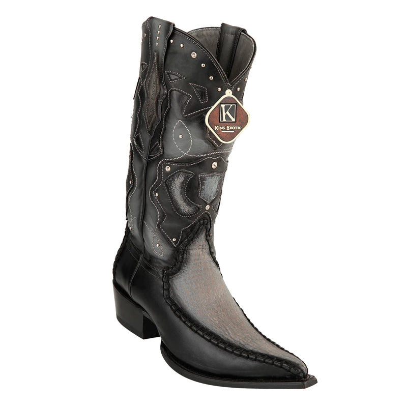 King Exotic Sharkskin 3x Toe Burnished Boots Gray