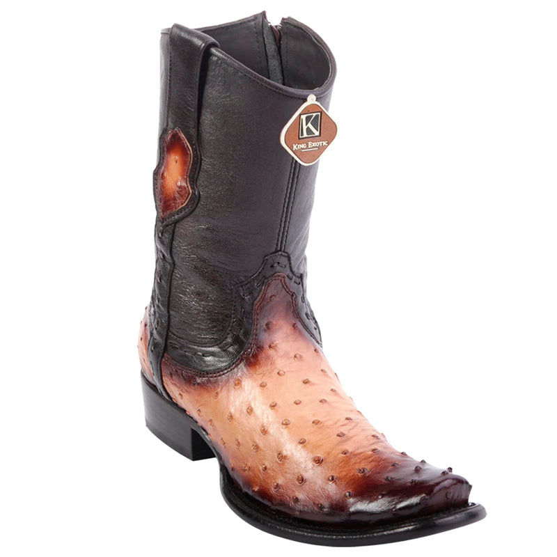 King Exotic Ostrich Dubai Toe Boots Faded Oryx