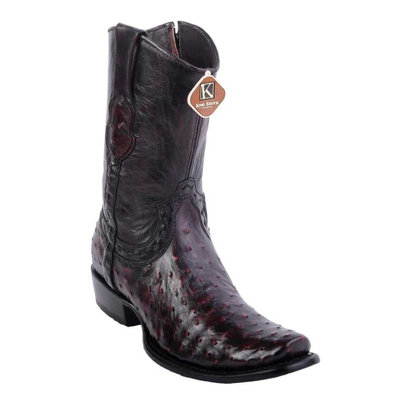 Ostrich Dubai Toe Boots in Black Cherry