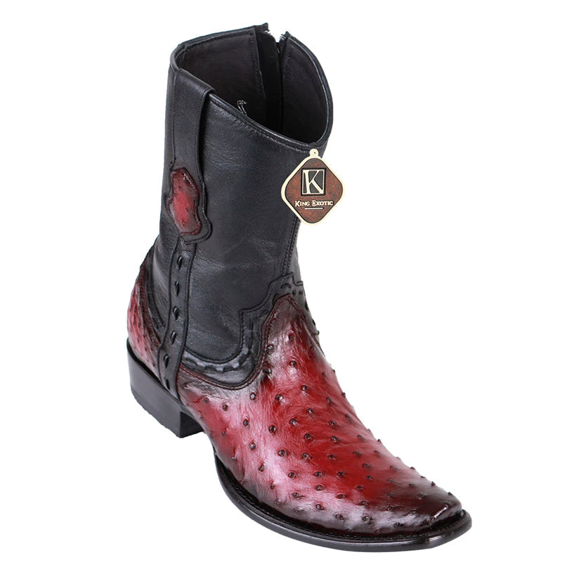 King Exotic Ostrich Dubai Toe Boots Faded Burgundy
