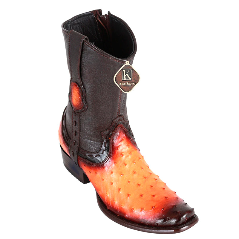 King Exotic Ostrich Dubai Toe Boots Faded Buttercup