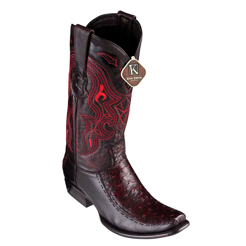 Handcrafted Black Cherry Ostrich Dubai Toe Boots