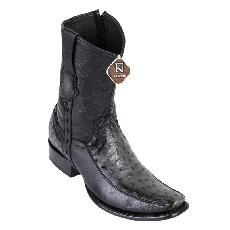 King Exotic Ostrich Boots Deer Dubai Toe Gray
