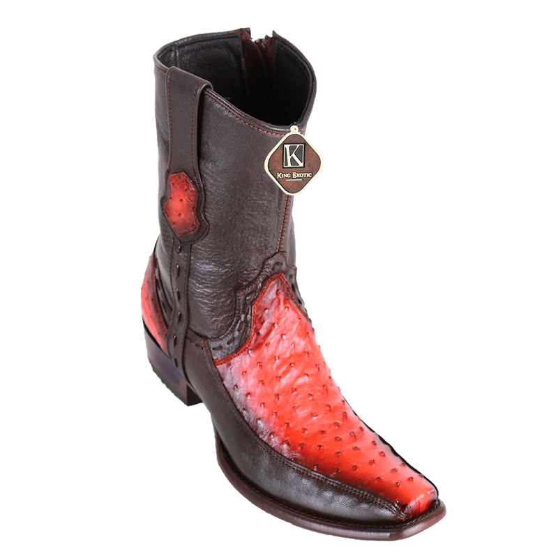 King Exotic Ostrich Boots Handcrafted Faded Cognac