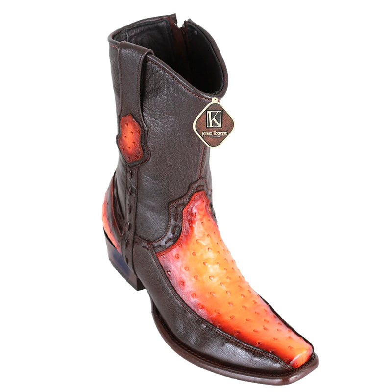 King Exotic Yellow Gold Ostrich Dubai Toe Boots
