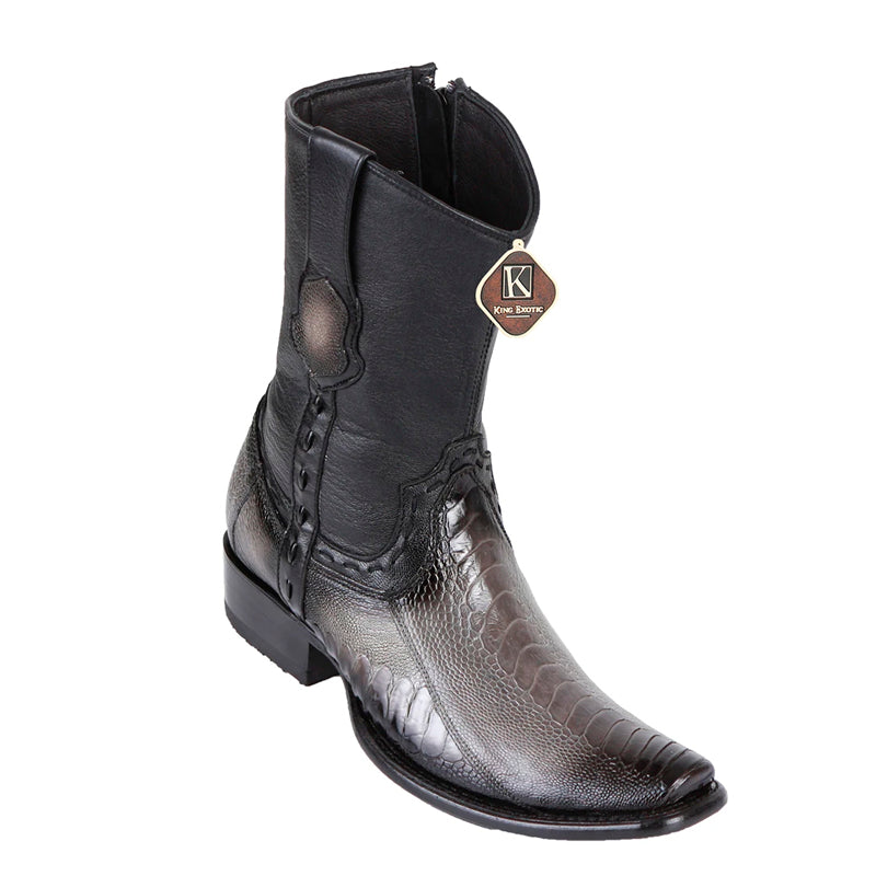King Exotic Ostrich Leg Boots Faded Gray Dubai Toe