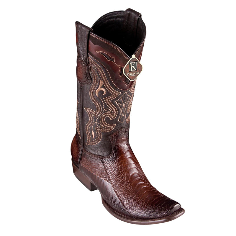 King Exotic Ostrich Leg Dubai Toe Boots - Faded Brown