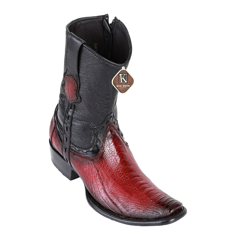 King Exotic Ostrich Leg Boots Dubai Toe Burgundy