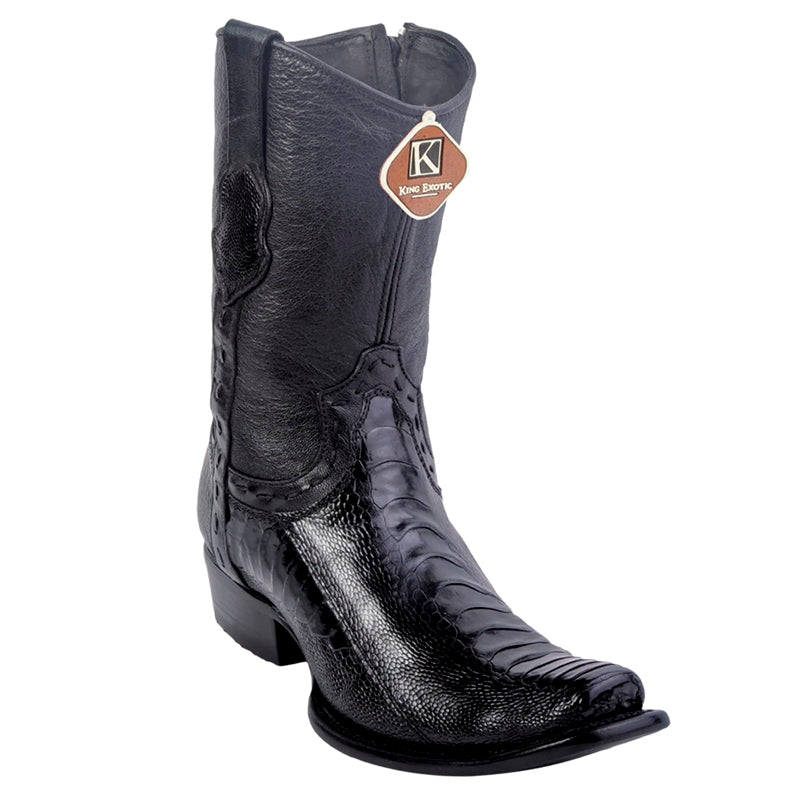 King Exotic Ostrich Leg Boots Dubai Toe Black