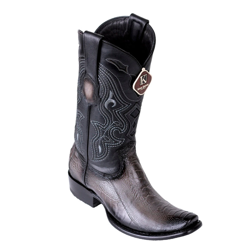 Exotic Ostrich Leg Boots with Dubai Toe - Faded Gray