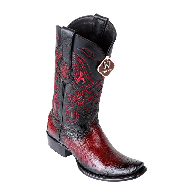 Ostrich Leg Dubai Toe Boots Handcrafted Faded Burgundy