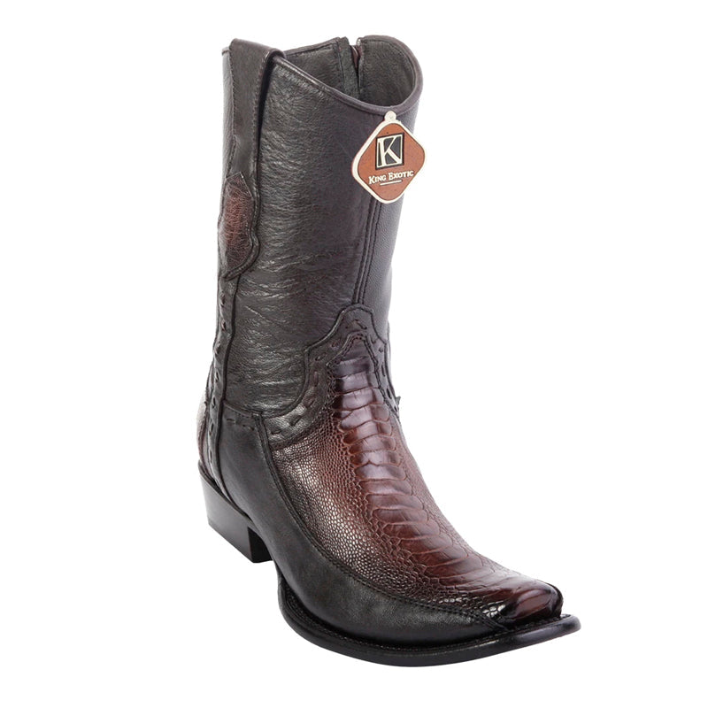 King Exotic Ostrich Leg Boots Dubai Toe Faded Brown