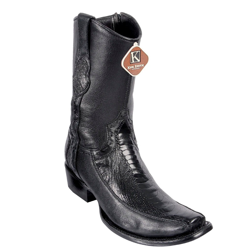 King Exotic Black Ostrich Leg Boots Dubai Toe