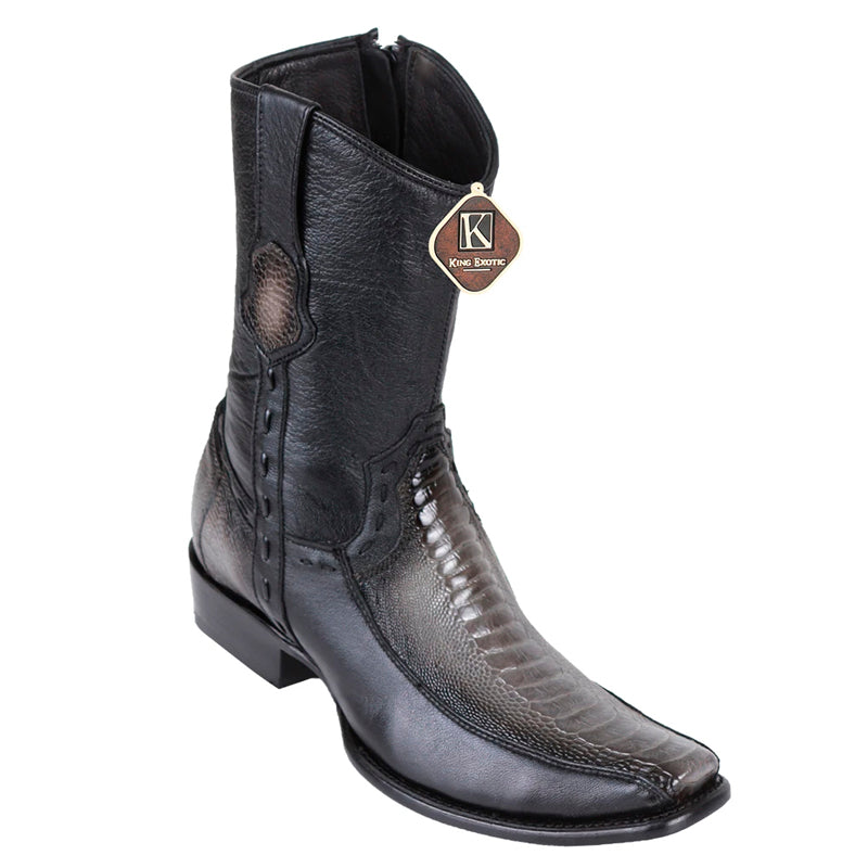 King Exotic Ostrich Leg Boots - Faded Gray Dubai Toe