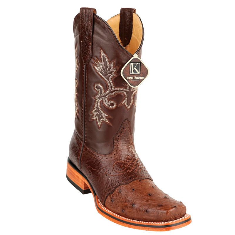 Handmade Ostrich Square Toe Boots - King Exotic