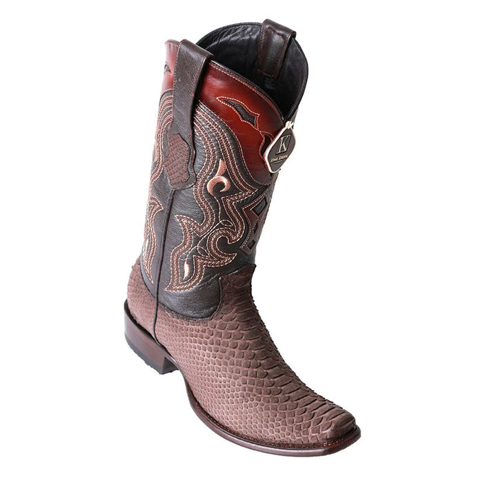Handcrafted Python Boots with Dubai Toe, Brown Suede