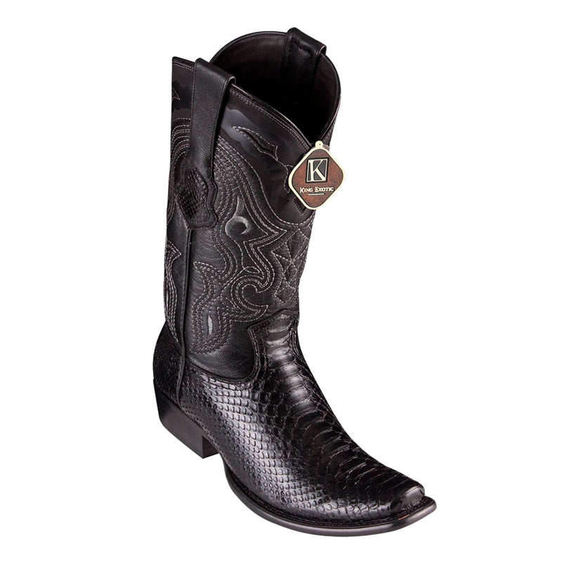 King Exotic Python Handcrafted Dubai Toe Boots Black