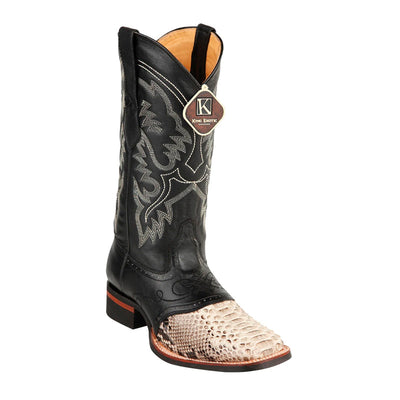 King Exotic Python 3x Toe Boots Natural & Black
