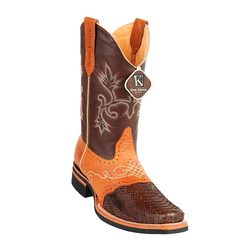 Python Square Toe Boots with Rubber Sole by King Exotic