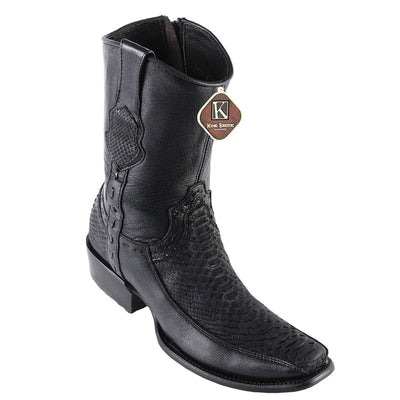 King Exotic Python Black Suede Dubai Toe Boots