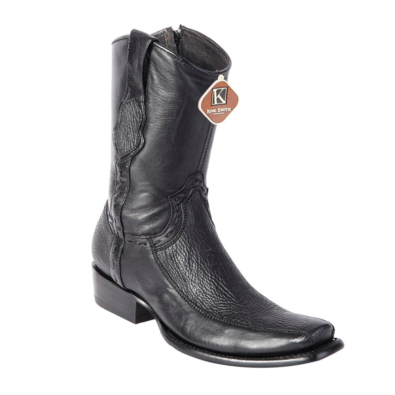 King Exotic Sharkskin Dubai Toe Boots Black