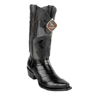 King Exotic Black Eel Snip Toe Boots for Men