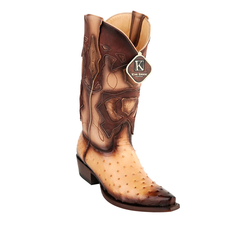 King Exotic Full Quill Ostrich Snip Toe Boots