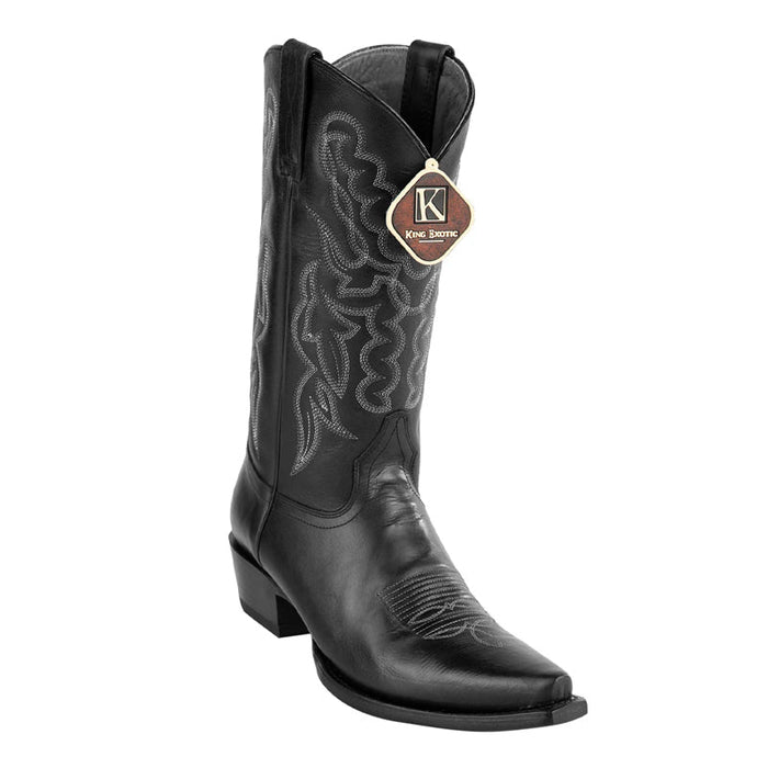 Handmade Black Snip Toe Leather Boots for Men