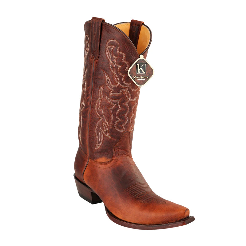 King Exotic Handmade Walnut Leather Snip Toe Boots