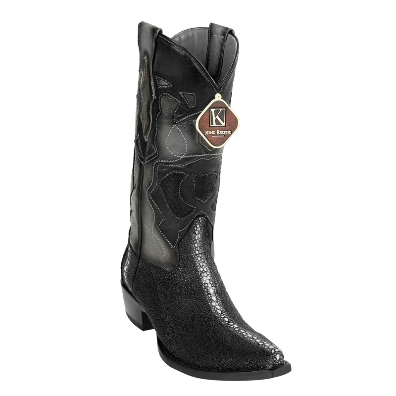 King Exotic Black Stingray Snip Toe Boots
